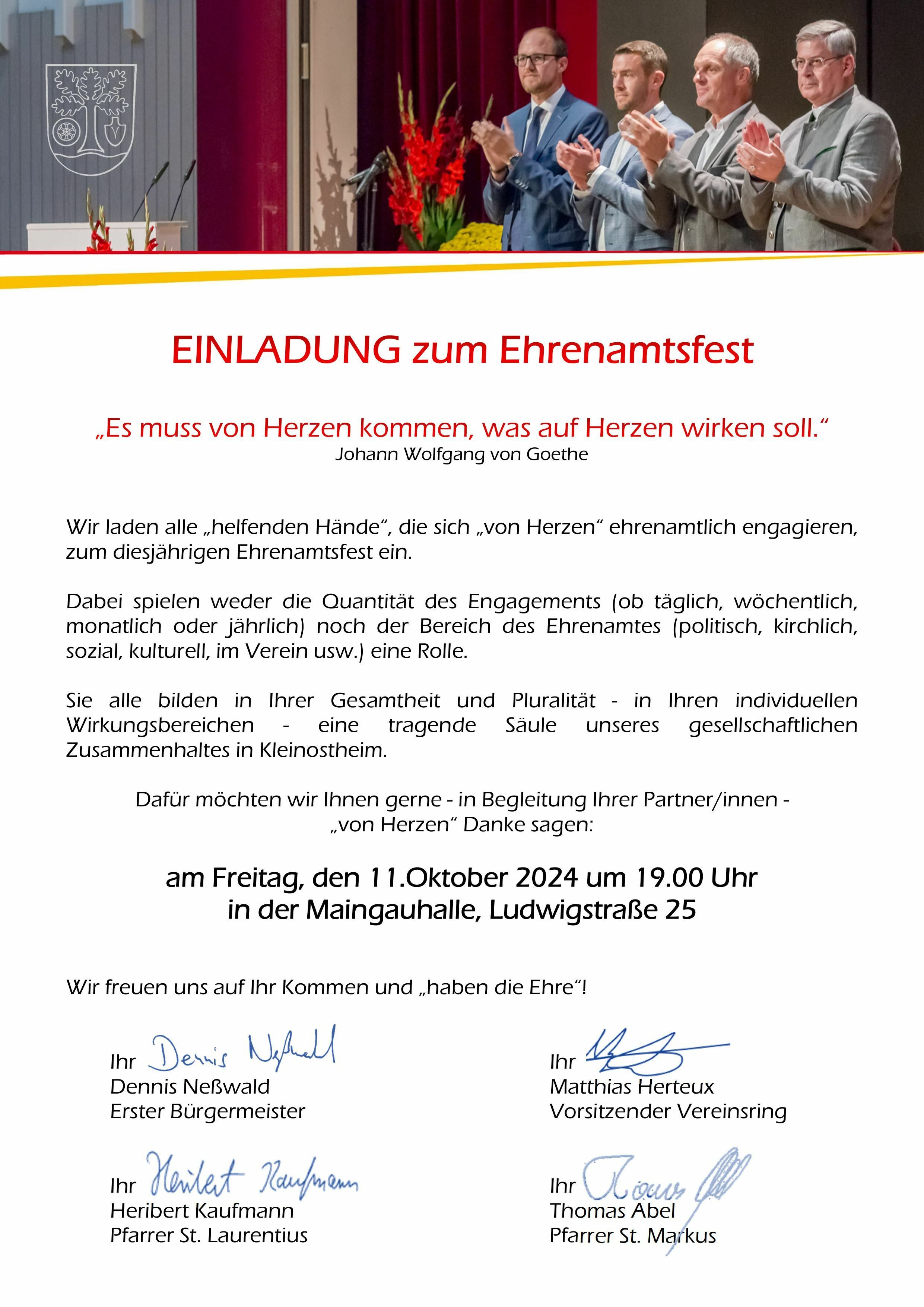 Einladung Ehrenamtsfest 2024